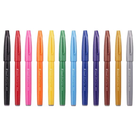 Pentel Touch Brush Sign Pen  SES15C Basis Kleuren - Set van 12