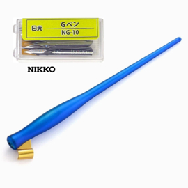 Oblique Nib / Penhouder + 10 stuks Nikko Dip Pen G Nibs + GRATIS  1 Vintage Nib