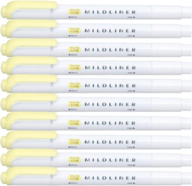 Zebra Mildliner Double-Sided Highlighter - Fine / Bold – Mild Yellow Set van 10 verpakt in een Zipperbag