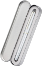 Hongdian A3 Pink M-Silver Aluminum Fountain Pen, Iridium Long Blade  Fine Nib  + Tin Box