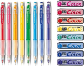 Pilot Color Eno  0.7mm Vulpotloden 8 Kleuren  Bundel +  8 Kleuren Refills verpakt in een  Luxe Zipperbag