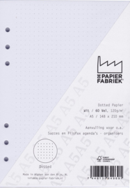 Aanvulling A5 geschikt voor o.a. Filofax, Succes Losbladige Planners 60 Vel, 120gr/m² Dotted Wit  Papier