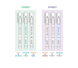 Iconic Double Line Marker Pen - 0.5 mm - 6  Color Set Forest + Sunset  Set