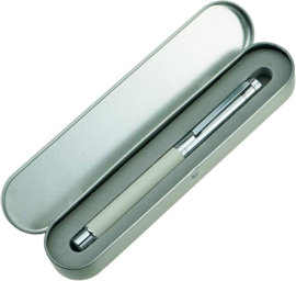 Hongdian 1843 Navigator Fountain Pen  Fine Nib Solid Metal, White  Ripple Pattern with Refillable Converter in Tin Box