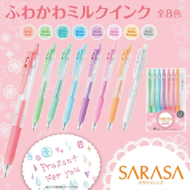 Zebra Sarasa Clip 0.5 Gell Ball Milk  Set van 8