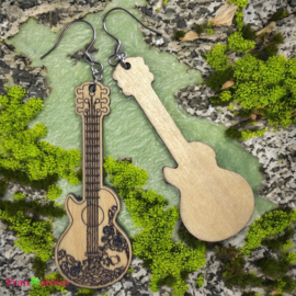 Houten oorbellen - Gitaar