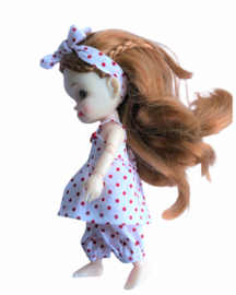 Pukifee - kledingset wit met rode polkadotjes