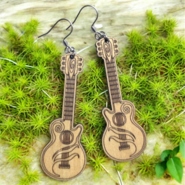 Houten oorbellen - Gitaar