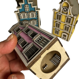 Miniatuur bouwpakket - Set  van 3 Amsterdamse grachtenpanden