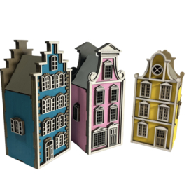 Miniatuur bouwpakket - Set  van 3 Amsterdamse grachtenpanden