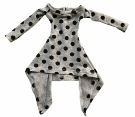 Minifee - jurk grijs met polkadots