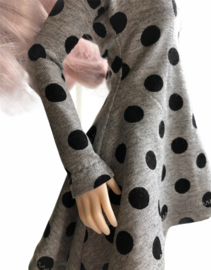 Minifee - jurk grijs met polkadots