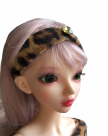 Minifee - twisted haarband  met panterprint en gemstone