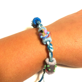 BOHO armband met unieke handgemaakte kralen - blauw