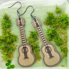 Houten oorbellen - Gitaar