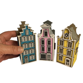 Miniatuur bouwpakket - Set  van 3 Amsterdamse grachtenpanden