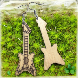 Houten oorbellen - Gitaar