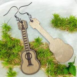 Houten oorbellen - Gitaar