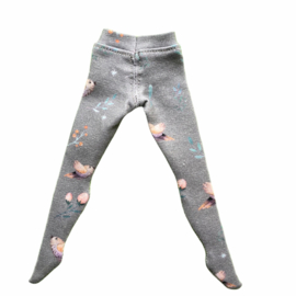 Blythe - legging met voet/maillot grijs met vogeltjes