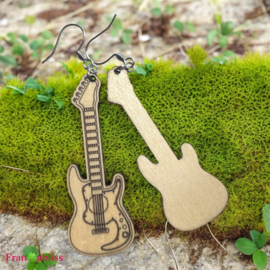 Houten oorbellen - Gitaar
