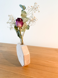 Houten vaas met droogbloemen 11,5 cm - Bel