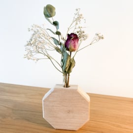 Houten vaas met droogbloemen 11,5 cm - Bel