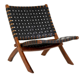 Stoer gevlochten eclectische stoel (Cognac of Zwart)