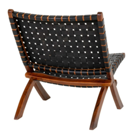 Stoer gevlochten eclectische stoel (Cognac of Zwart)