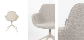 Kuip bureaustoel in Teddy Stof  (Taupe, Wit of Groen)