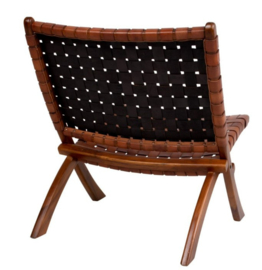 Stoer gevlochten eclectische stoel (Cognac of Zwart)