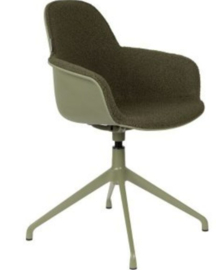 Kuip bureaustoel in Teddy Stof  (Taupe, Wit of Groen)