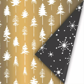 Kerst Cadeaupapier Lovely Trees Goud