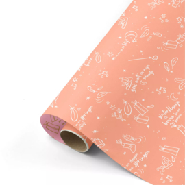 Sint Cadeaupapier Zingen en springen peach