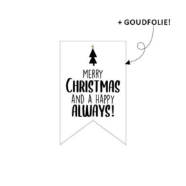 Kerst cadeausticker Merry christmas Happy always