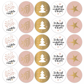 Kerst Cadeausticker Mistletoe Roze