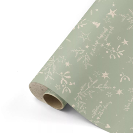 Kerst Cadeaupapier Mistletoe Kisses Green