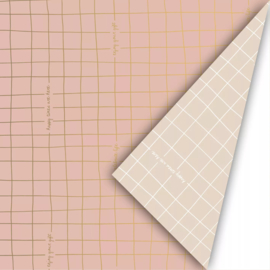 Kerst Cadeaupapier Grid roze