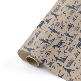 Sint Cadeaupapier liedjes kraft blauw