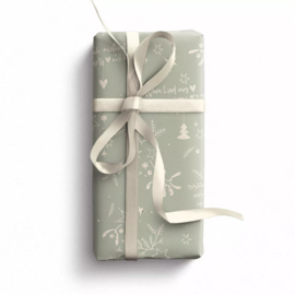 Kerst Cadeaupapier Mistletoe Kisses Green