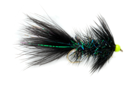 Shimmer Bugger black & chartreuse bead