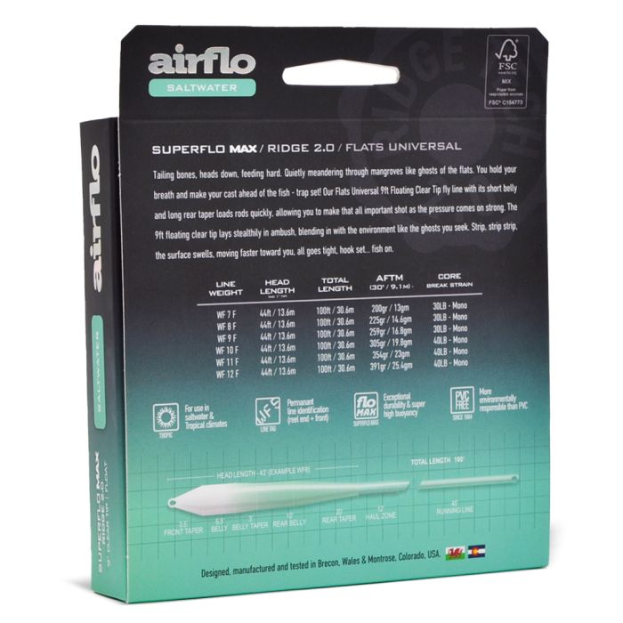 Superflo Max Ridge 2.0 Flats Universal Taper WF10F | 9ft clear tip