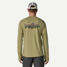 Long Sleeve Cap Cool Shirt - Fitz Roy Trout - L G Green X-Dye