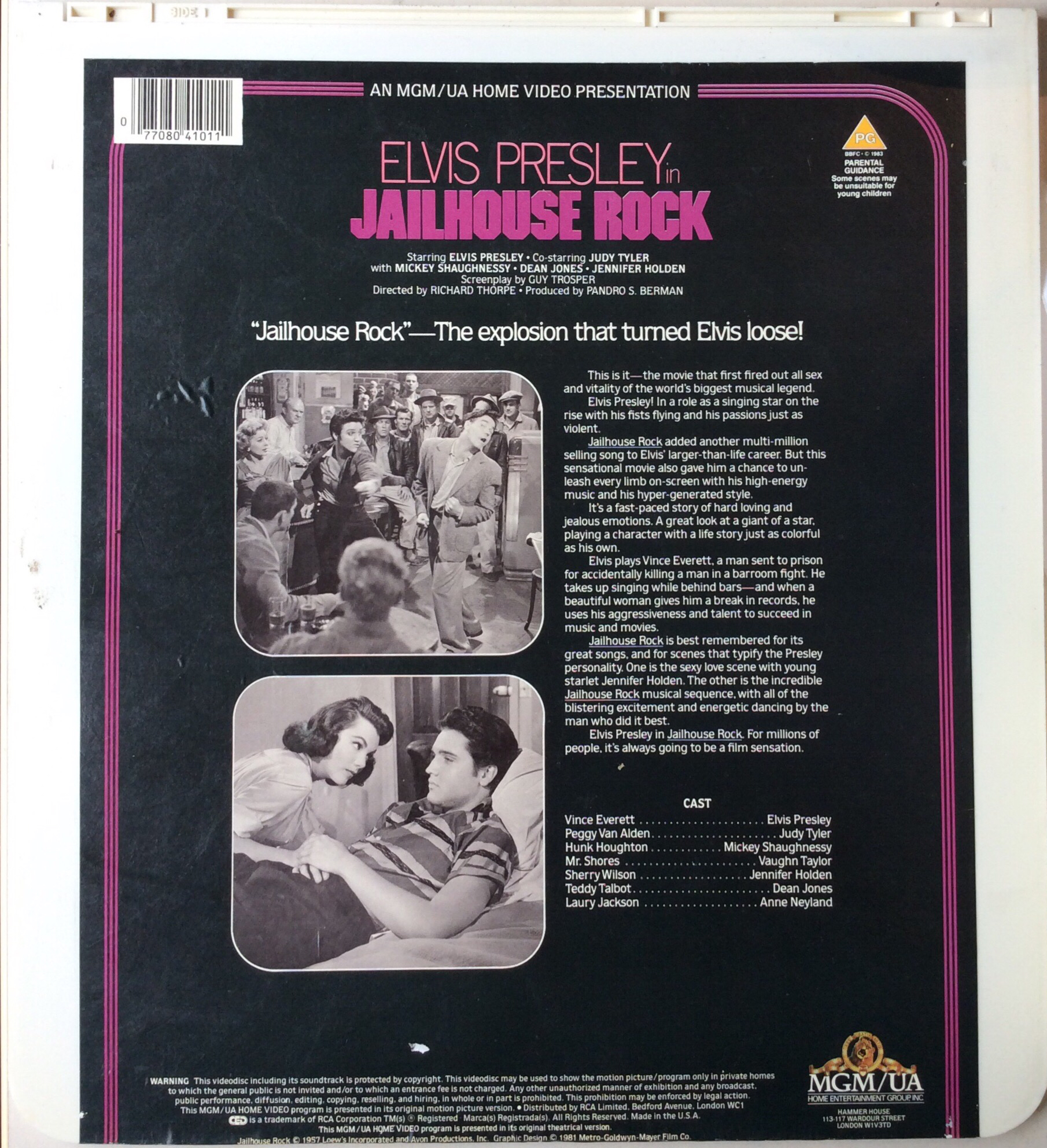 CED Videodisc PAL/UK Elvis Presley - Jailhouse rock-  MGM/ UA  41011
