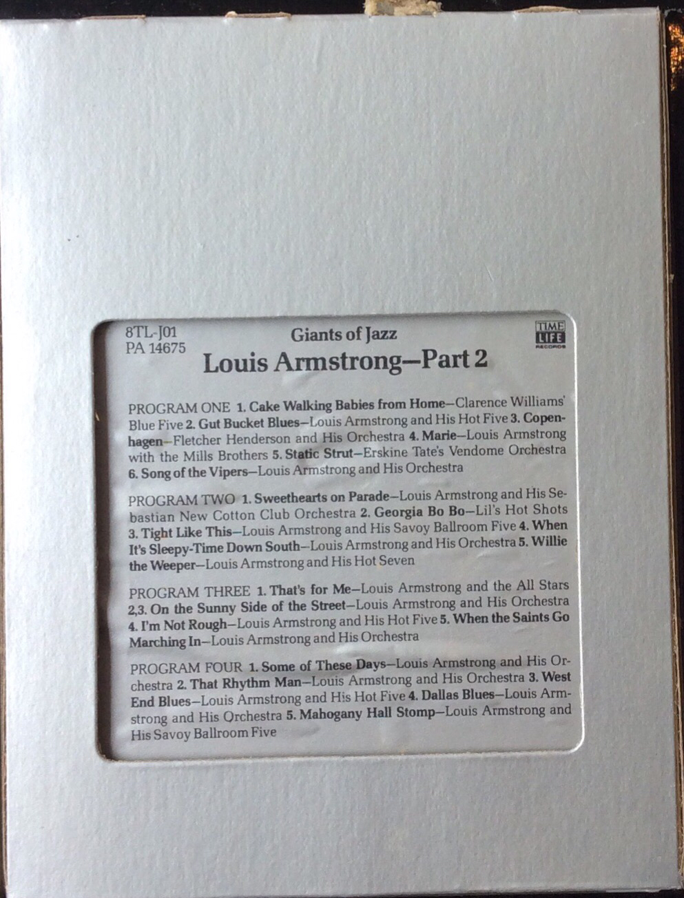Louis Armstrong – Giants Of Jazz: Louis Armstrong - Time Life Records  8TL-J01