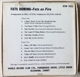 Fats Domino – Fats On Fire - World Record Club  TTP 722 3 3/4 ips Mono