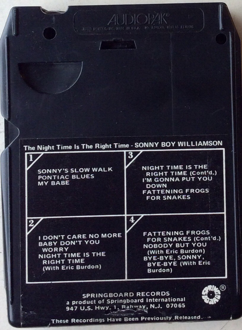 Sonny Boy Williamson  + Animals – The Night Time Is The Right Time -  Springboard 8T-SPB-4065