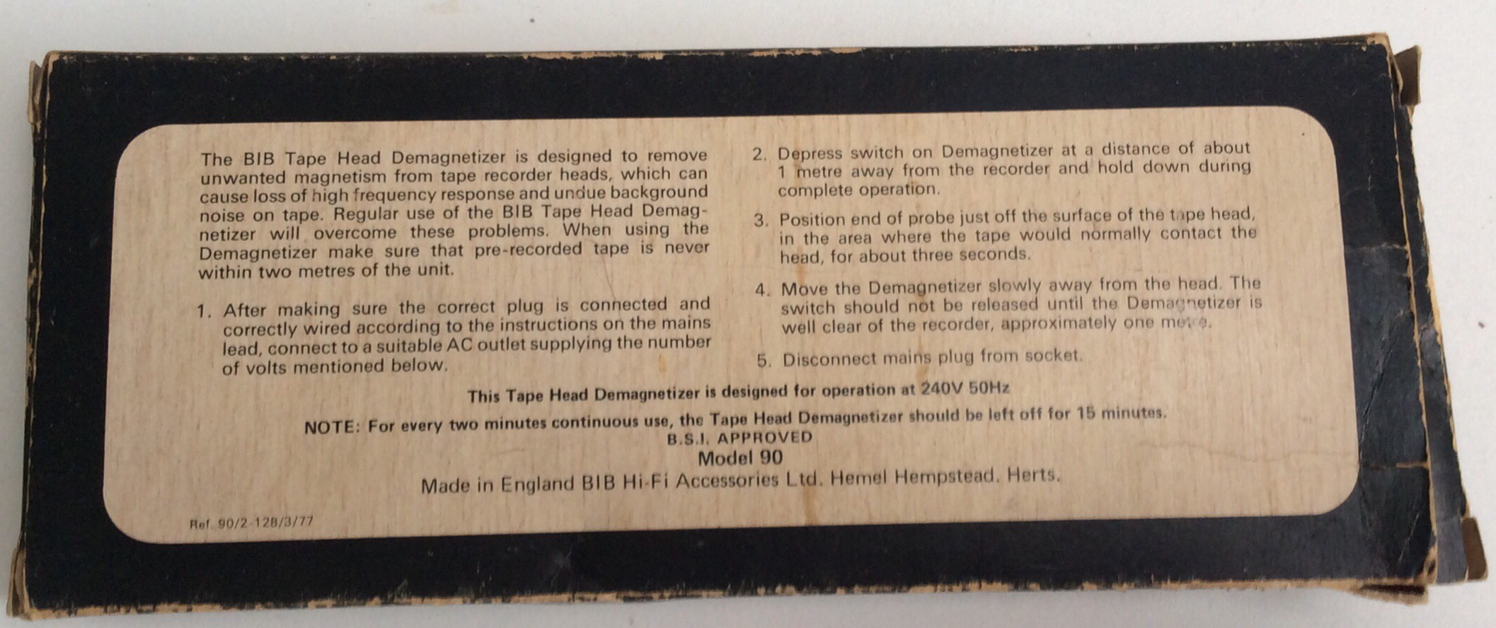 Bib Tape Head Demagnetizer  220 volt - 50 hz Nieuw in doos