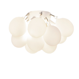 By Rydéns plafondlamp Gross, chroom met mat wit glas incl. licht bron