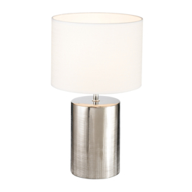 Fischer & Honsel  tafellamp Prata, antiek zilver met witte kap