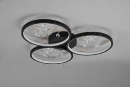 Trio lighting plafondlamp Groovy led, 3-lichts zwart incl. switch dimmer